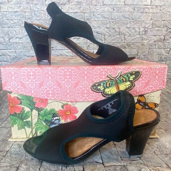 Airstep Sling Back Black Kitten Heels Cushioned Insole Women Size 7 Original Box - Picture 5 of 9